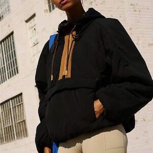 Nwt free people movement black puffer 1/2 zip pullover jacket size small